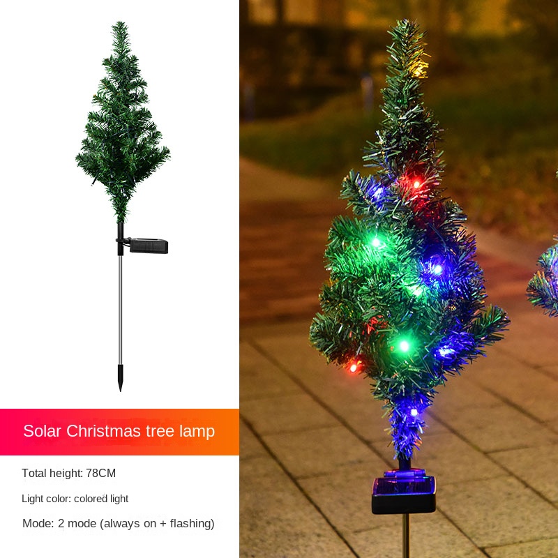 2pcs Solar Cedar Christmas Tree Lights, With 40 LED Four-color Lights,  Two-mode Function, With Constant Light And Flashing, Ground-mounted  Christmas T