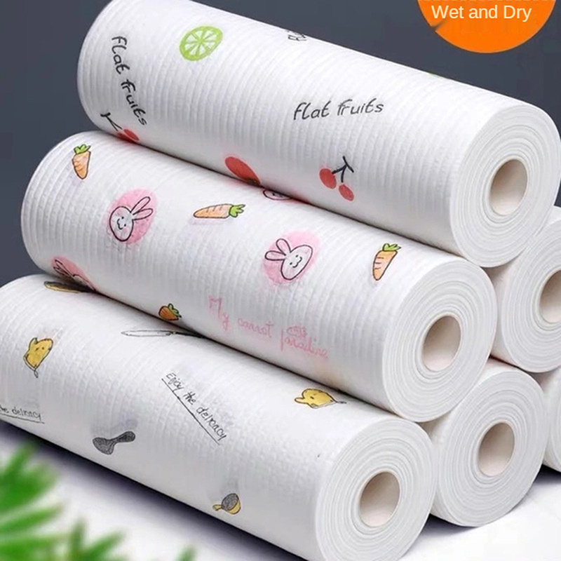 50Pcs/Roll From Reusable Lazy Rags Bamboo Towels Wet And Dry For Kitchen ~