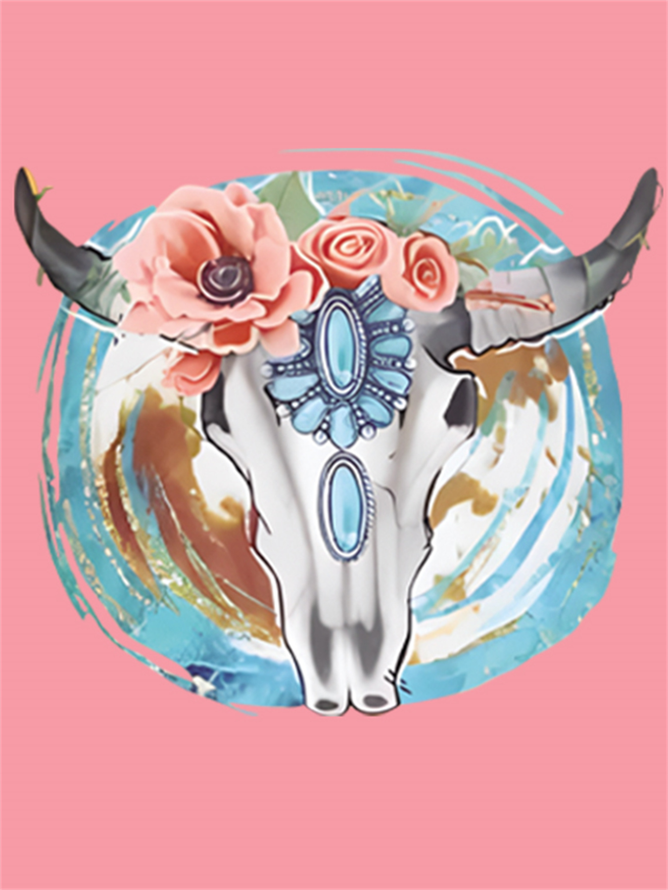 cow skull with flowers shirt