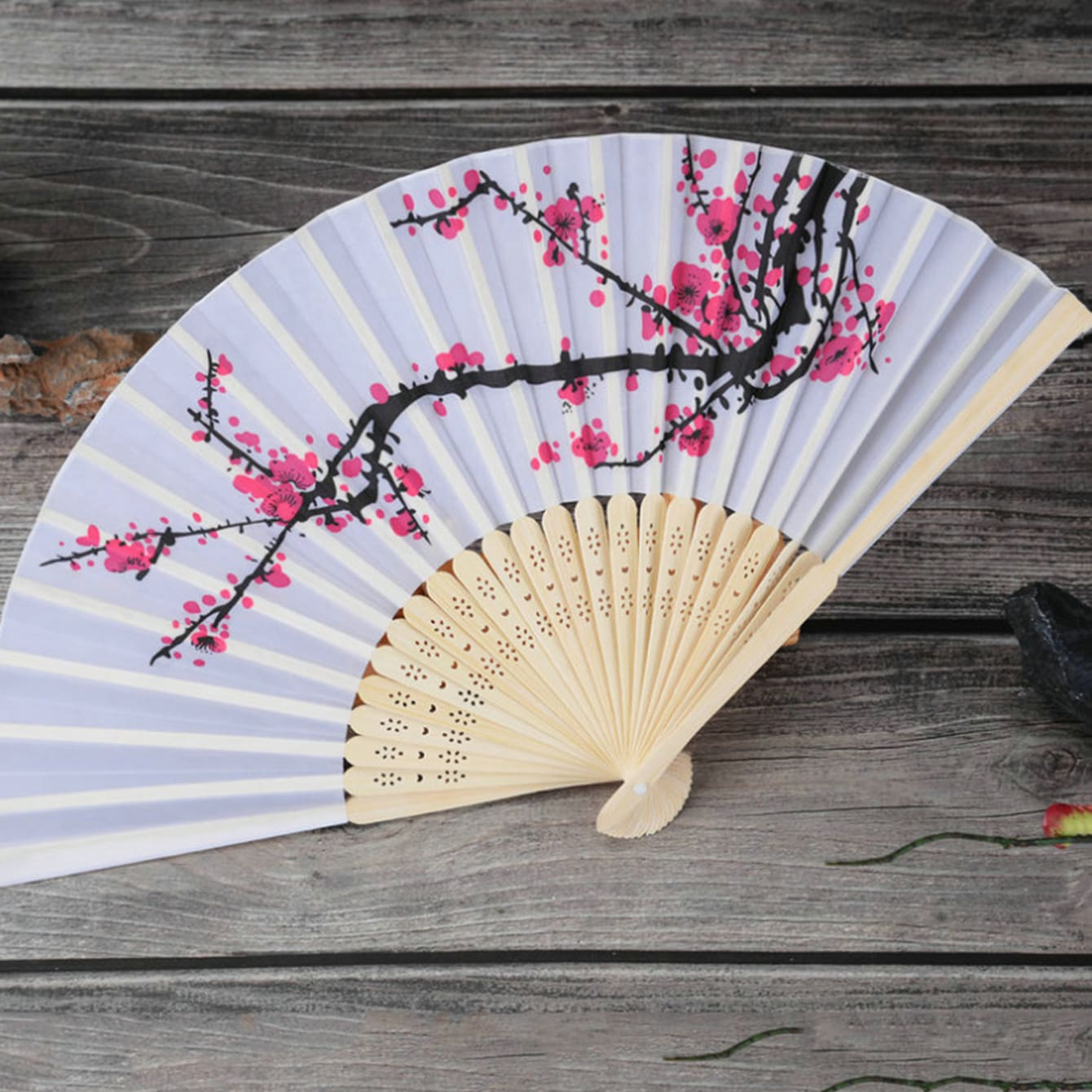 Chinese Vintage Paper Fans Handheld Wooden Handle Art Flower Patterns  Folding Flower Fan Classical Dance Party Performance #M - AliExpress