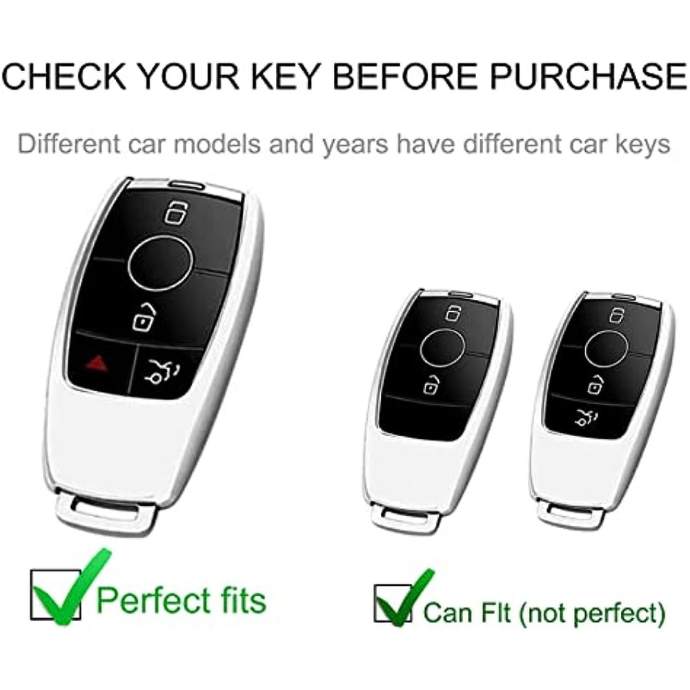 Compatible with Mercedes Benz Key Fob Cover with Keychain,Soft TPU 360  Degree Protection Key Shell Case for 2017-2020 E-Class S-Class 2019-2021