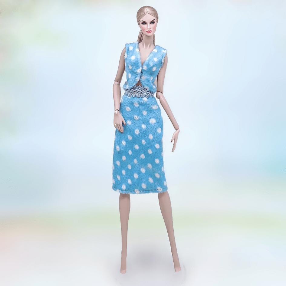 1 tenue avec petite veste fourrure vêtements pour Barbie poupée mannequin  femme