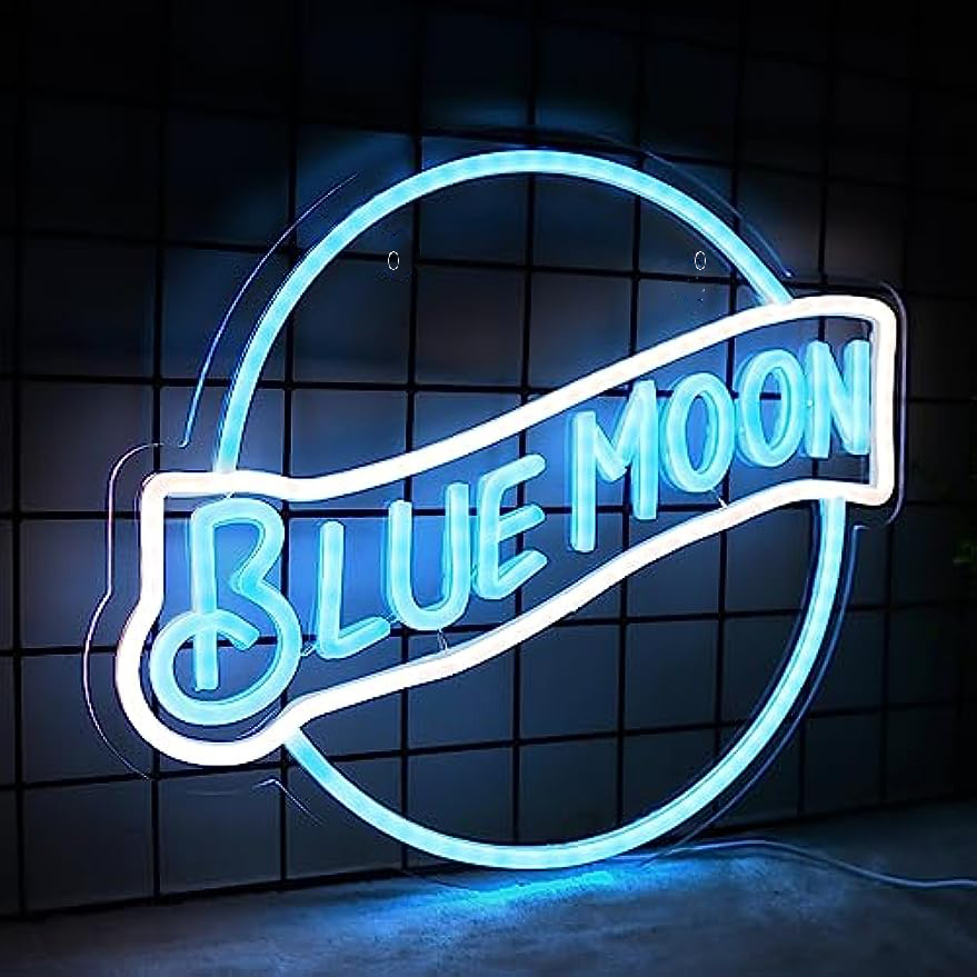 Blue Moon Neon Sign Wall Decor Neon Light Bedroom Led Sign - Temu