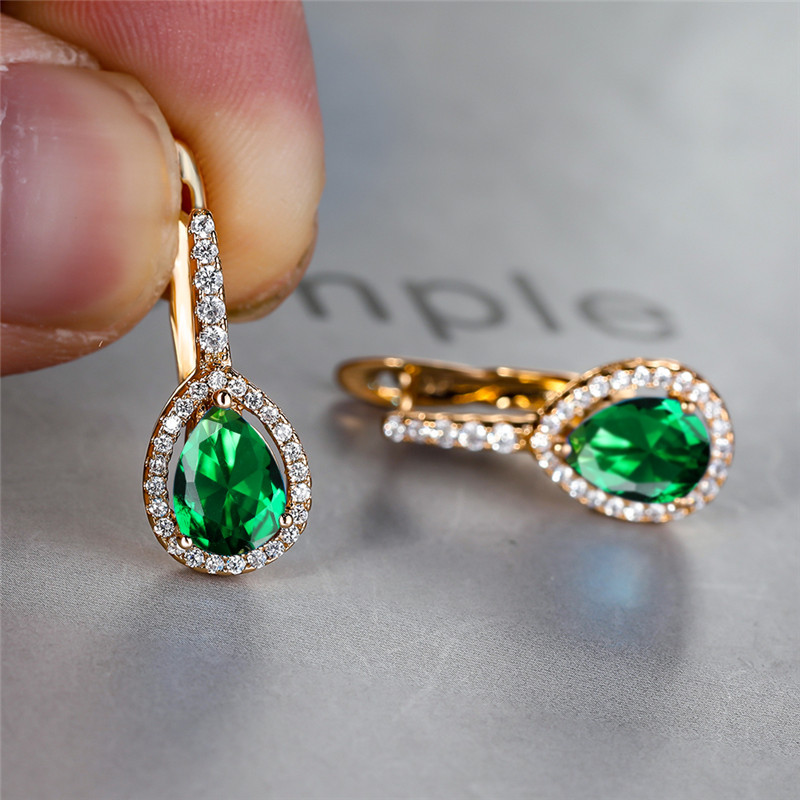 Image of A Pair Of Stylish Classic Wedding Earrings Featuring Multicolored Synthetic Zirconia Hoops, Mysterious Rainbow Teardrop Stones For Women