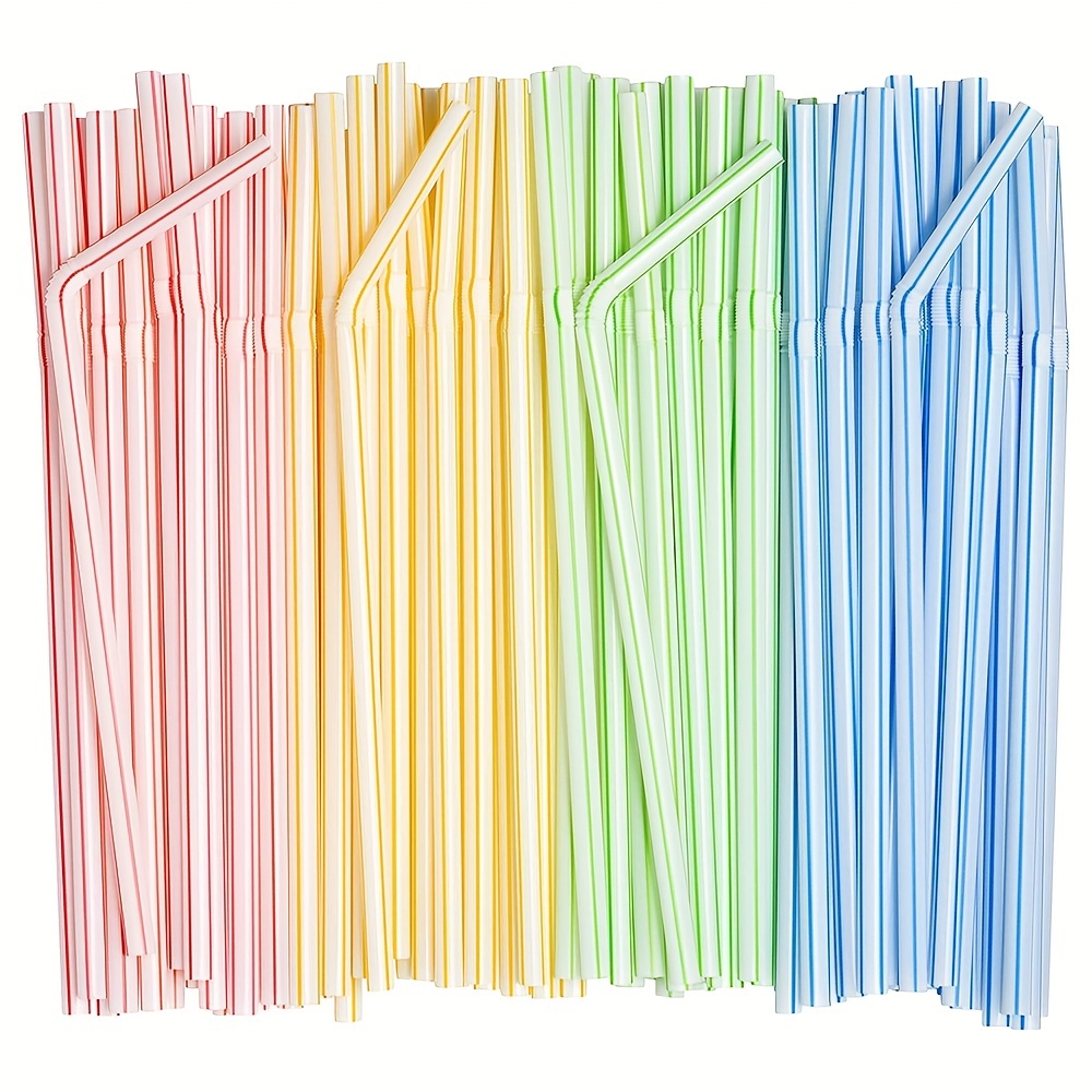 100PCS Disposable Colorful Drinking Straws, Assorted Colors Flexible  Straws,12 inch Extra Long Straws Party Decorations