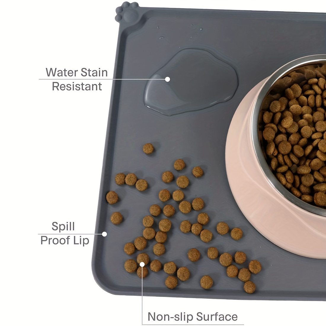 Silicone Waterproof Pet Food Mat For Dog Cat Non Slip Splash Mat Dog Bowl  Mat For
