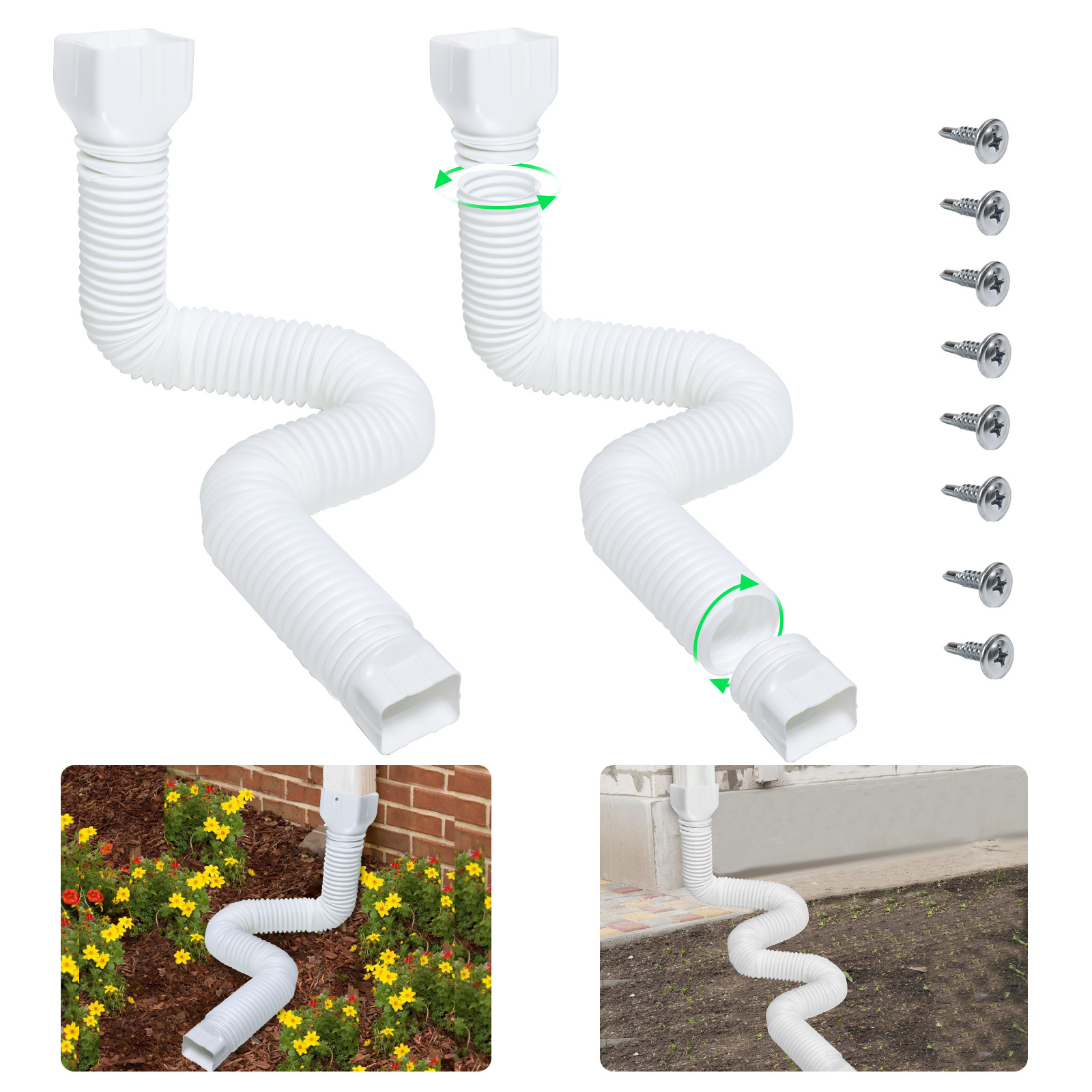 FLEX-A-SPOUT Adaptateur de tuyau de descente FLEX-A-SPOUT 3x4 po Blanc