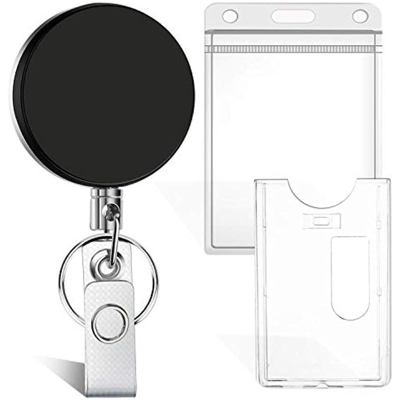 1pc Retractable Reel With Badge Holder, ID Badge Keycard Holder,  Retractable Key Reel With Keychain Ring Clip, Plastic ID Holder And Heavy  Duty Name C