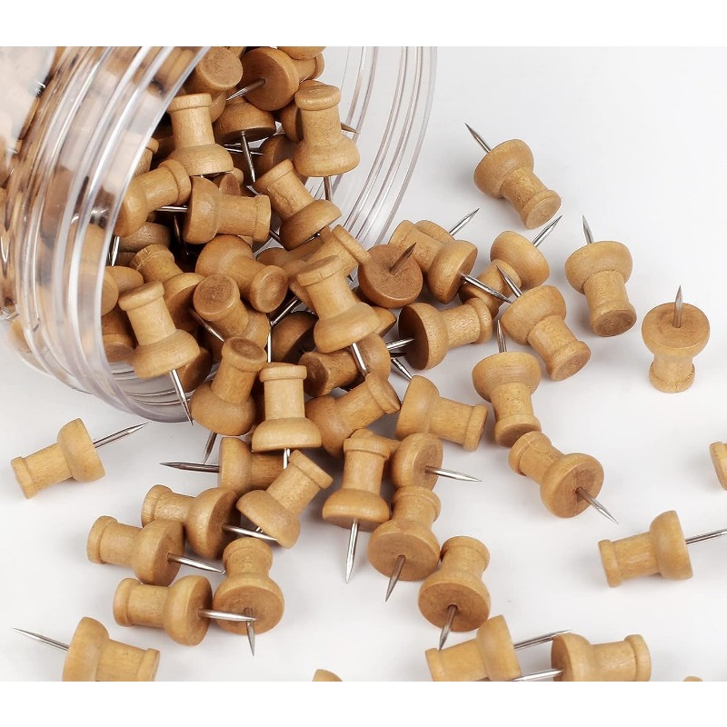 Wood Push Nails Standard Wooden Push Nails Cork Boards Maps Temu
