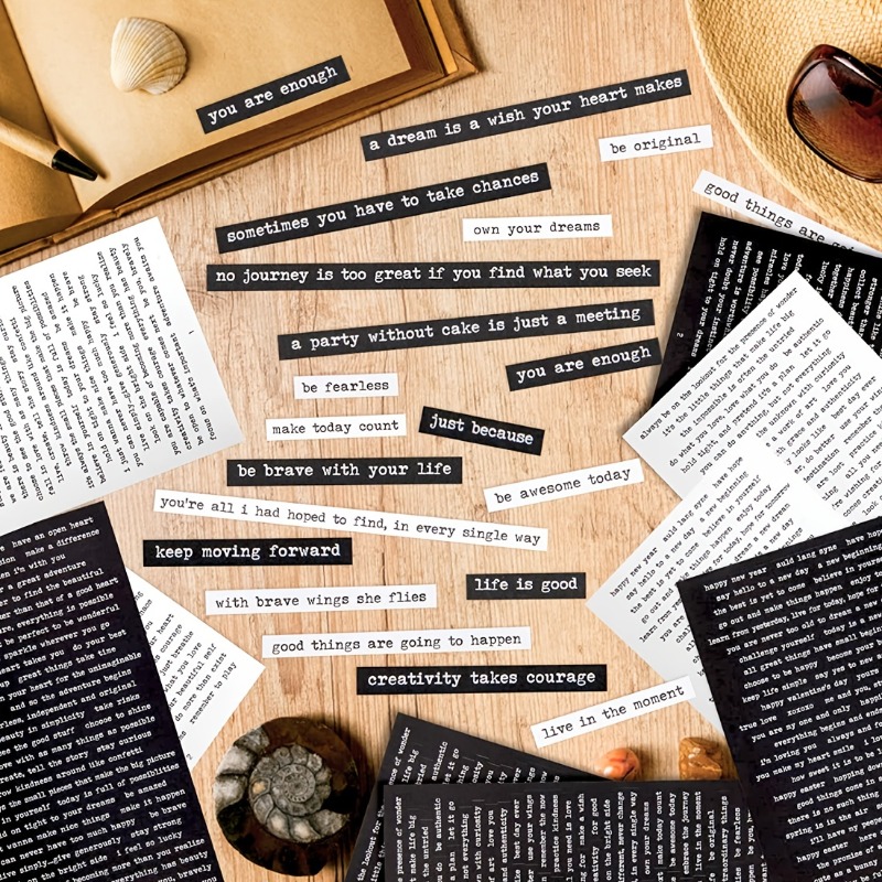  Juome 180pcs Quote Stickers for Journaling, Scrapbook Stickers  for Scrapbooking Supplies, Vintage Typewriter Style Words Phrases Stickers  for Journaling Supplies Junk Journal Aesthetic Stickers