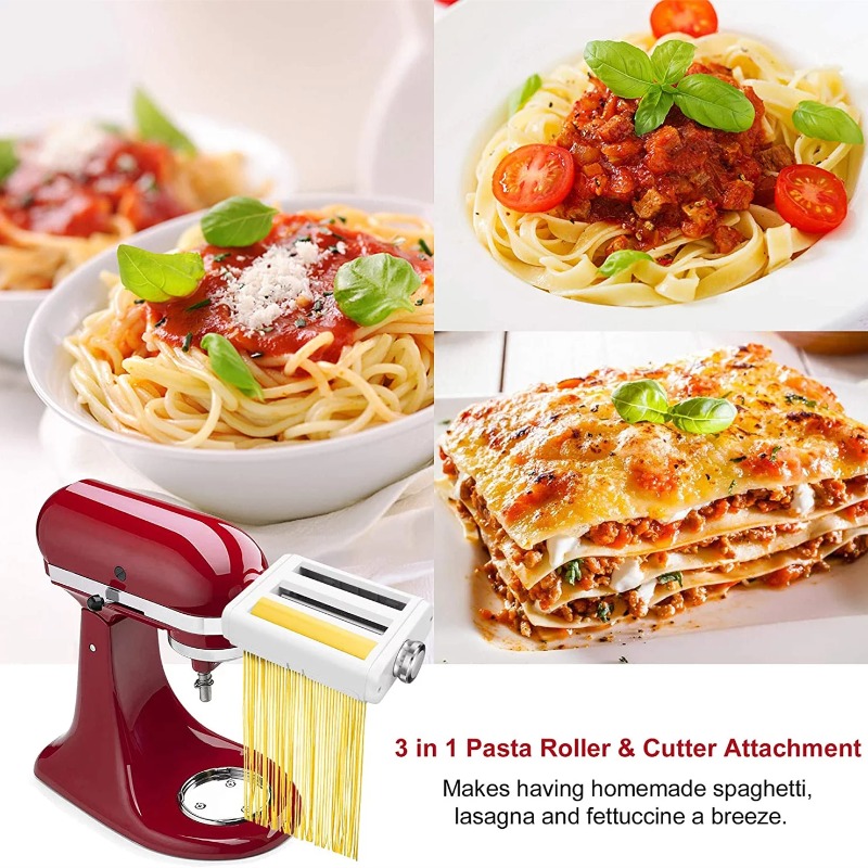 Pasta Maker Attachments Set For All Kitchenaid Stand Mixer, Including Pasta  Sheet Roller, Spaghetti Cutter, Fettuccine Cutter (machine/mixer Not  Included) Blender Accessories - Temu Netherlands
