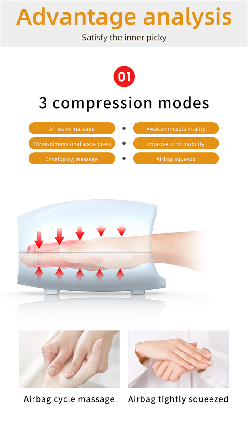 Máquina De Masaje De Mano, Terapia De Compresión De Aire Para La Mano Para  La Artritis, 4 Modos Y 3 Niveles De Intensidad, Para La Muñeca, La Palma, E