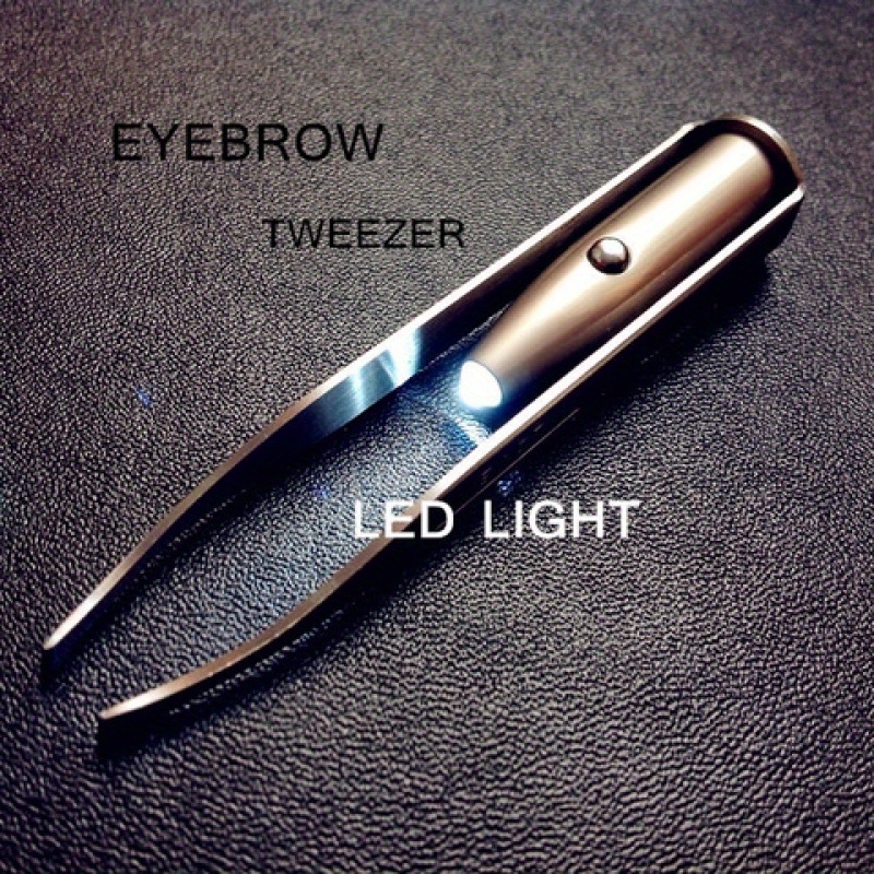 1 Light Up Tweezer Stainless Steel Make Up LED Eyebrow Hair