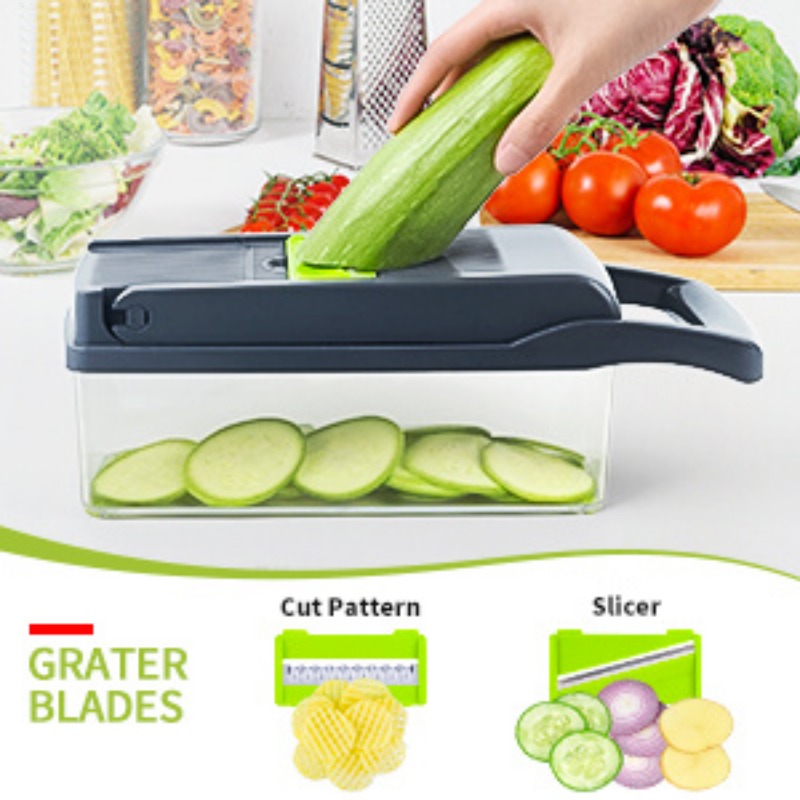 Vegetable Chopper, Pro Onion Chopper, Multifunctional 13 in 1 Food Chopper,  Kitchen Vegetable Slicer Dicer Cutter, Veggie Chopper with 8 blades, Carrot  and Garlic Chopper with Container (Gray) - Yahoo Shopping