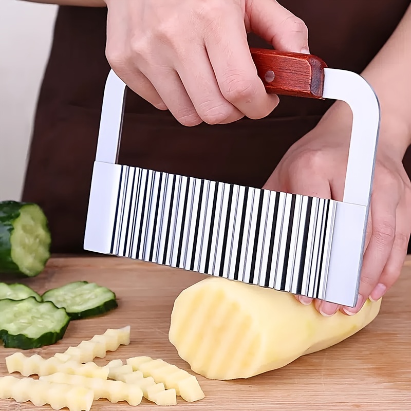 Stainless Steel French Fry Cutter Potato Vegetable Wave Crinkle