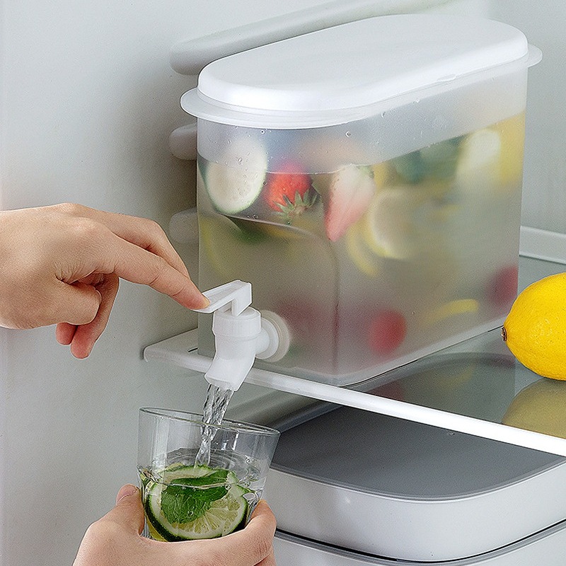 Large Capacity Refrigerator Juice Container With Faucet, Lid,  Heat-resistant, For Iced Cold Drink, Lemonade, Fruit Tea