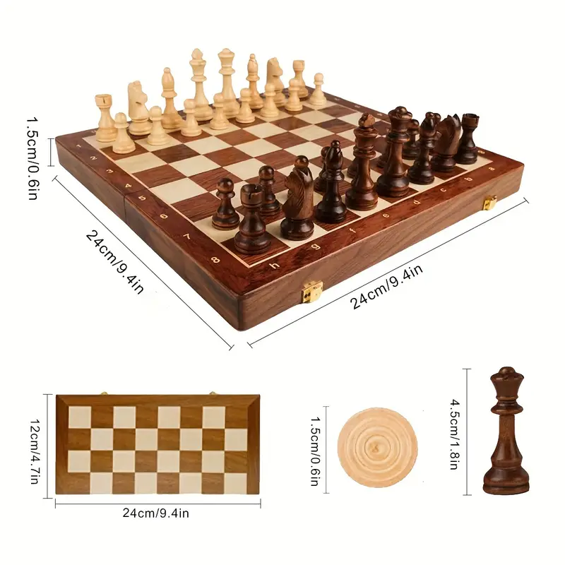 Chess Wooden Wooden Checker Board Solid Wood Pieces Folding Chess Board  High-end Puzzle Chess Game