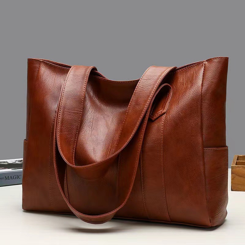 Classic Trendy Tote Bag, Solid Color Shoulder Bag, All-match Fixed