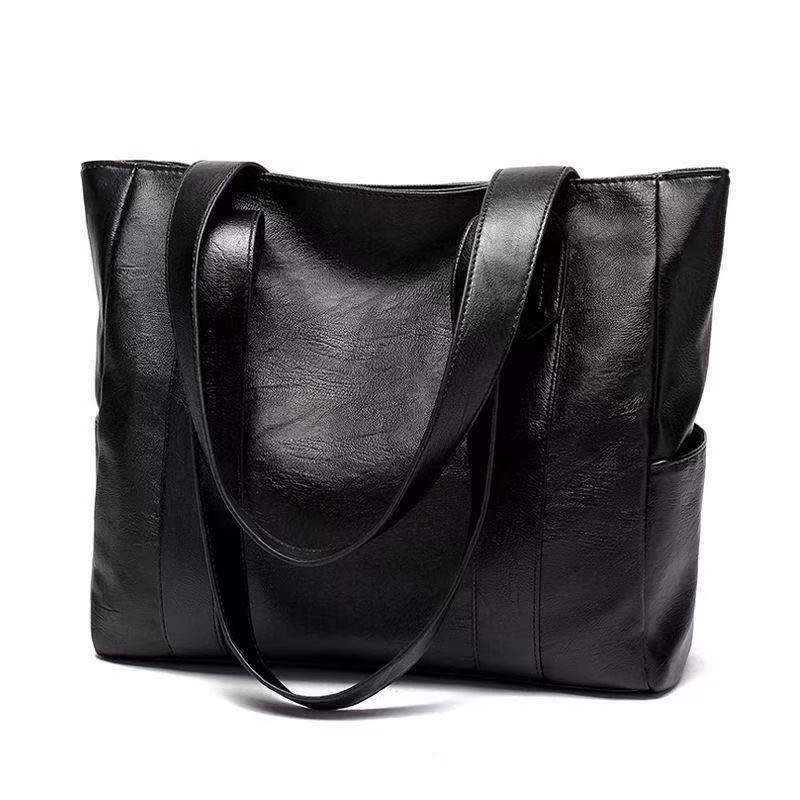 Classic Trendy Tote Bag, Solid Color Shoulder Bag, All-match Fixed