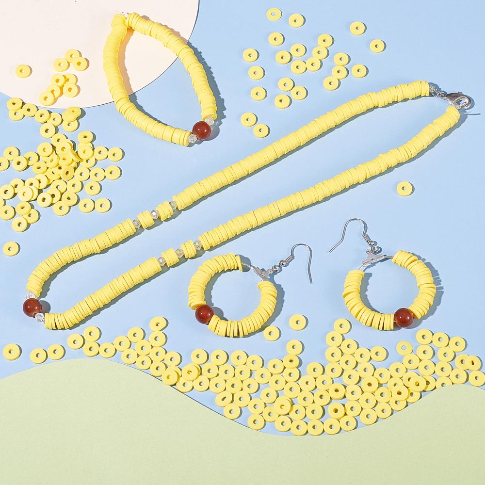 Yellow & Blue Clay Disc Bead Strands