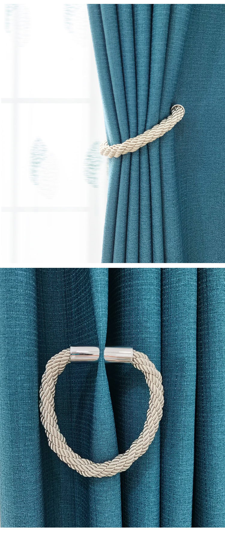 1pc thick rope magnetic curtain binding tieback simple modern magnet curtain   curtain holdback for bedroom living room home decor details 5