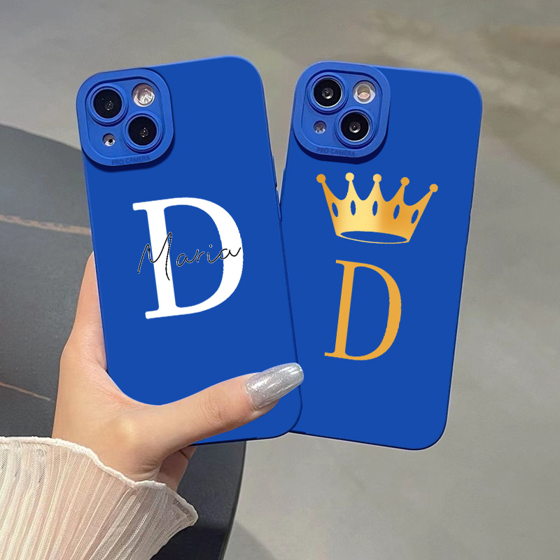 

2pcs Letter D Graphic Silicone Phone Case For 11 14 13 12 Pro Max Xr Xs 7 8 6 Plus Mini Luxury Matte Original Blue Shockproof Soft Cover Cases