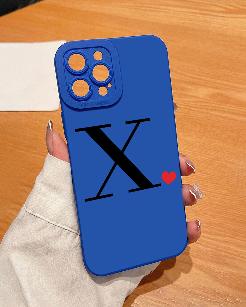 Heart & Letter X Graphic Silicone Phone Case For Iphone 11 14 13