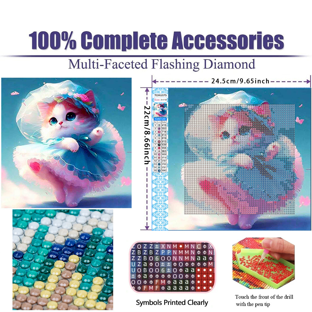 5D Diamond Painting Kids Kit With Frame DIY Cartoon Diamond Mosaic for  Children