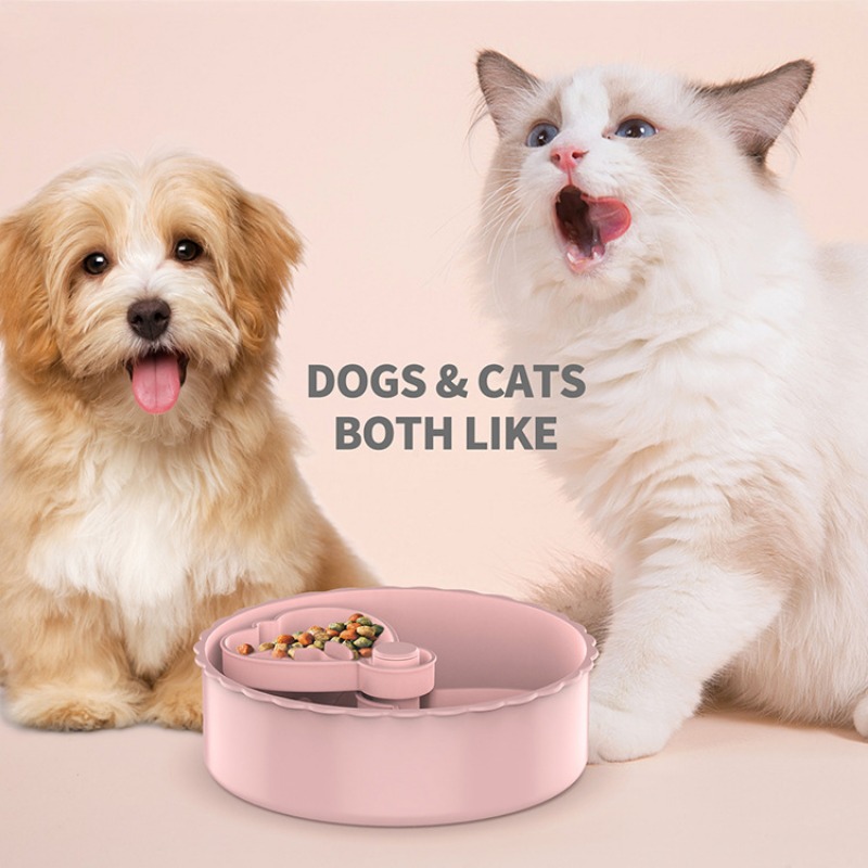 1pc Random Color Plastic Pet Food Bowl For Large & Medium Sized Dogs With  Anti-slip Bottom And Slow Feeding Design