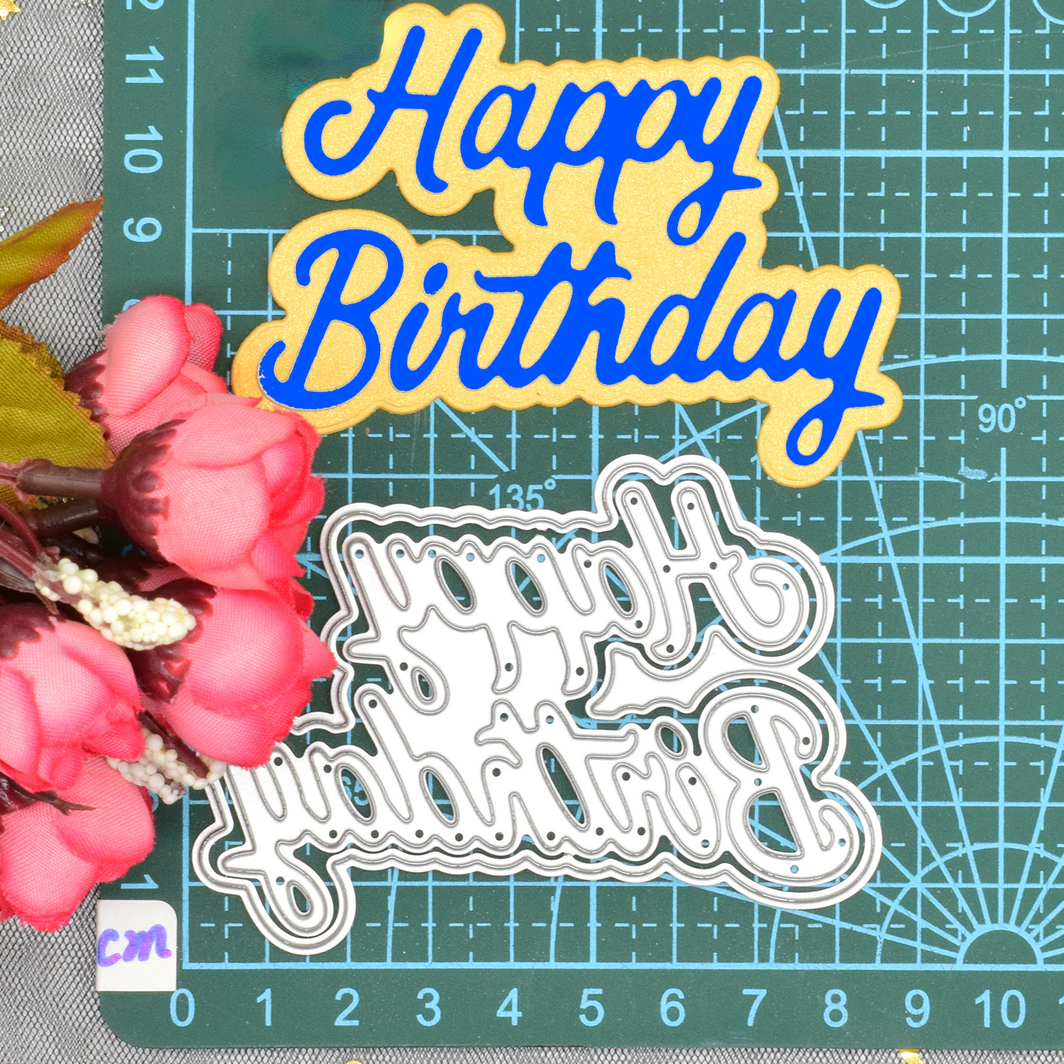 Happy Birthday Words Letter Metal Cutting Dies Stencil - Temu