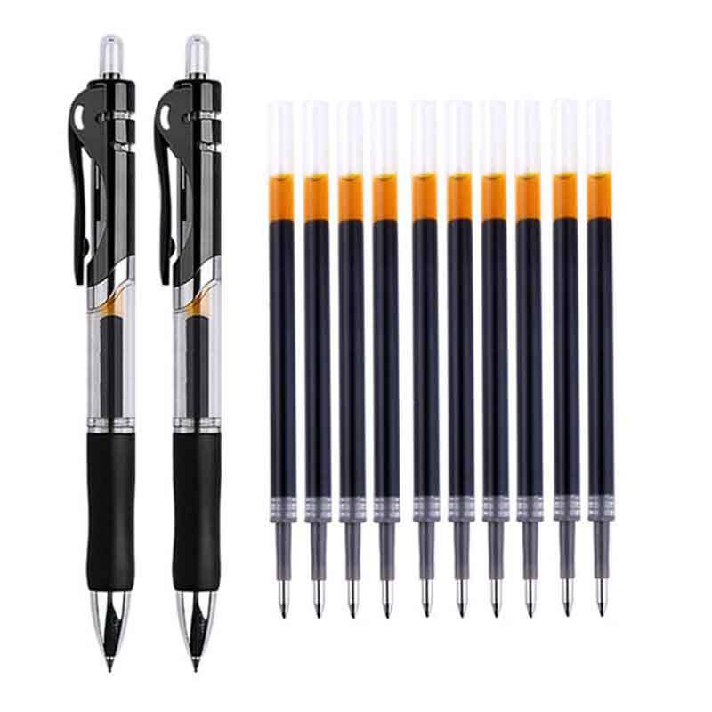 STYLO,6Pcs-Black--stylos gel à pointe aiguille, fournitures scolaires,  mignon kawaii, papeterie japonaise, 6 pièces