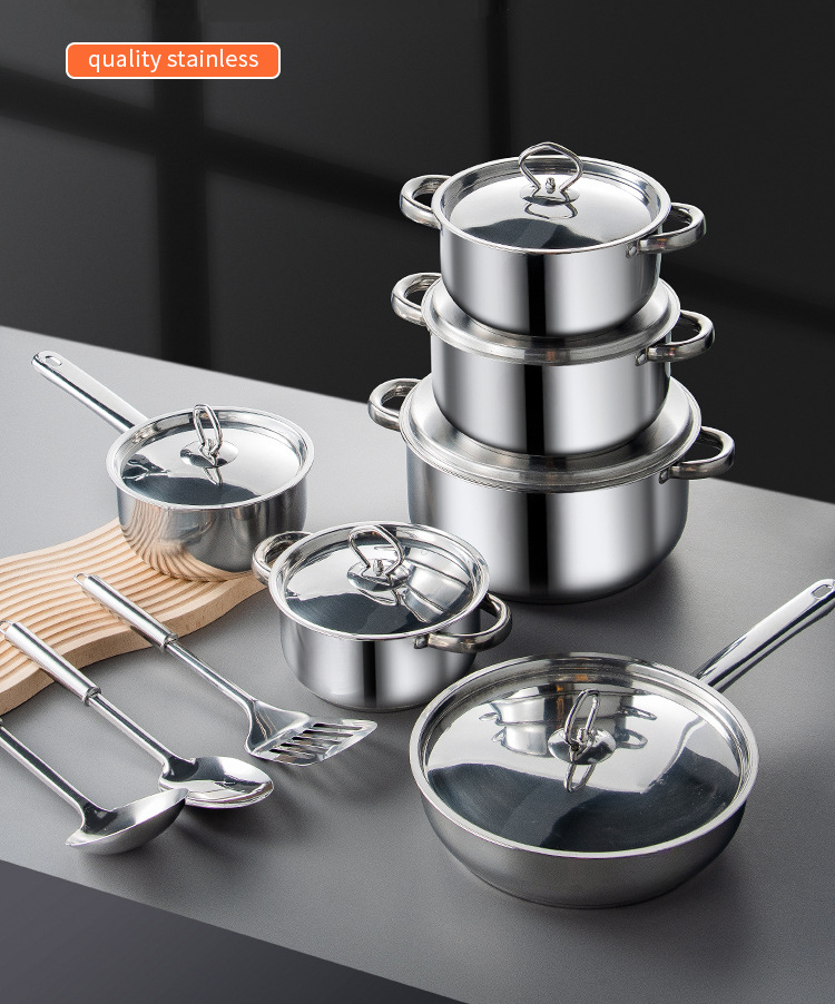 Stainless Steel Kitchen Cookware Set, Cooking Pots And Pans Set