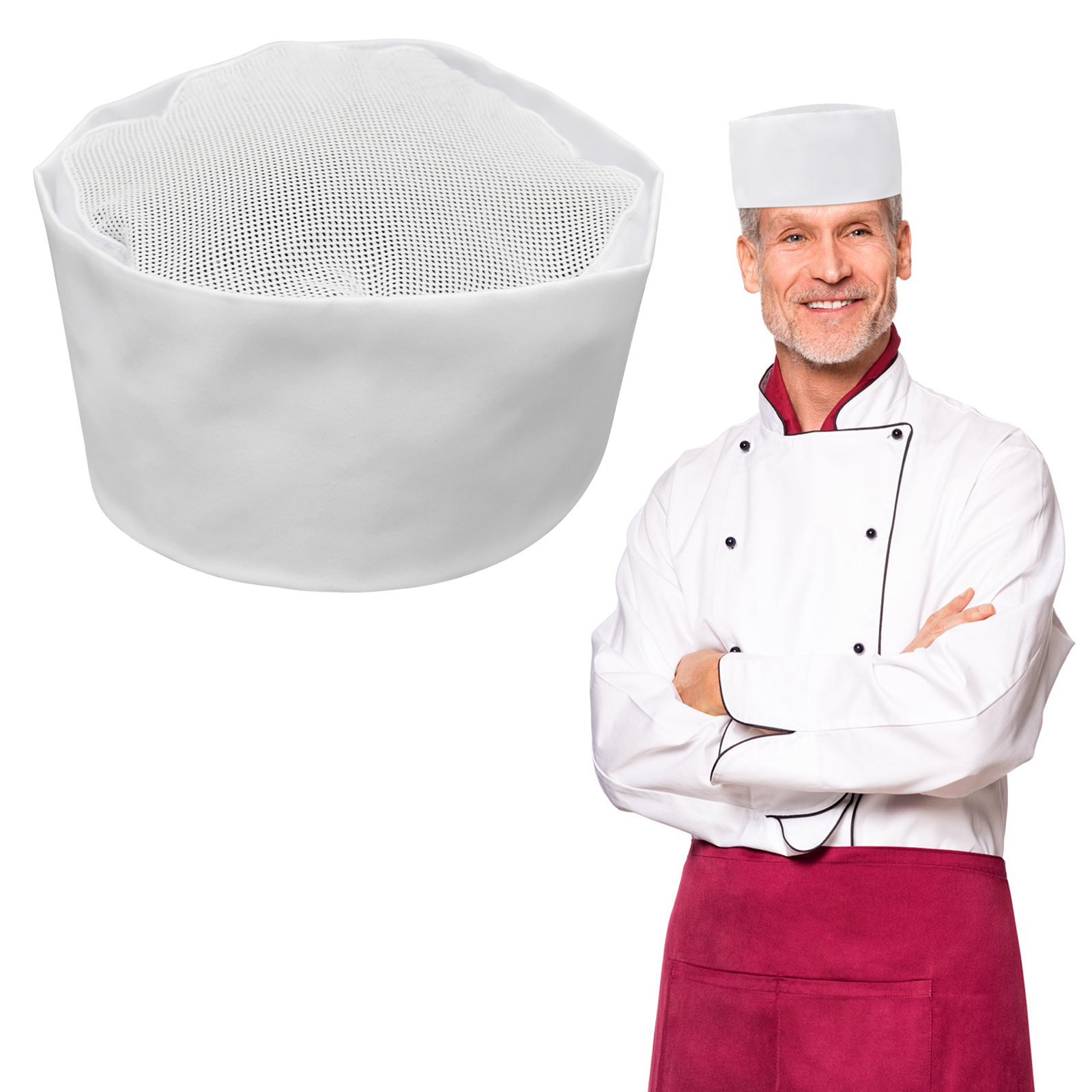 2Pièces Toque de Cuisinier, Chapeaux de chef unisexes, chapeau de chef de  cuisine réglable et respirant, chapeau de gastronomie, Service Alimentaire  Chapeau de Chef pour cuisine restaurant, noir blanc : : Mode