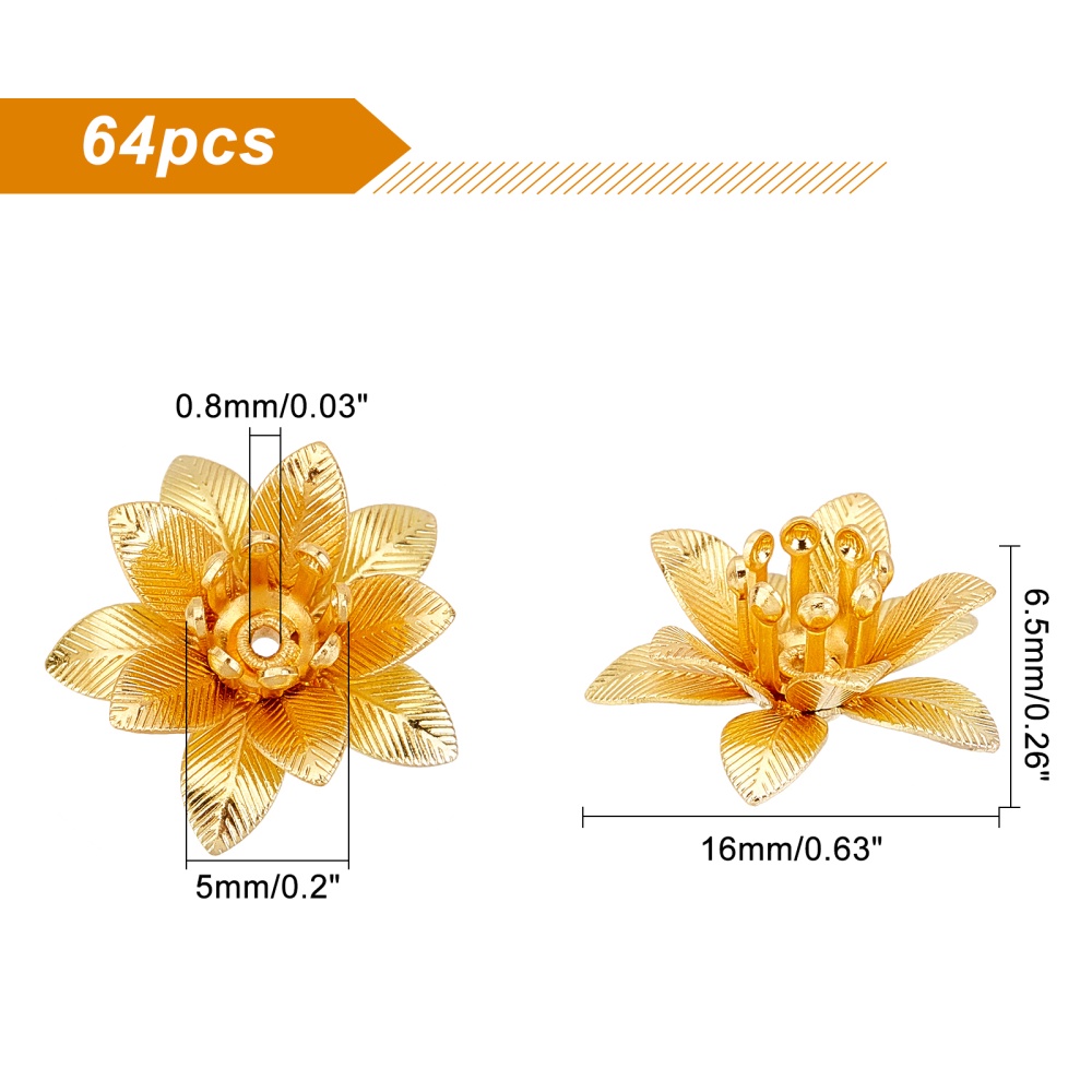 Brass Flower Bead Golden 3d Multi petal Flower Bead End - Temu