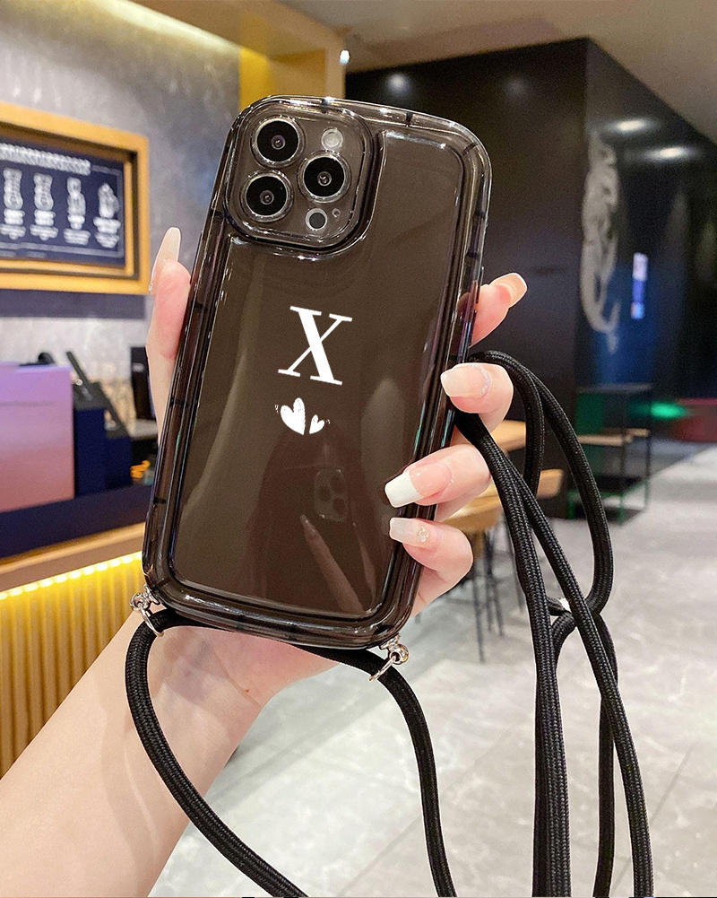 Lanyard Silicone Case X Graphic Phone Case With Lanyard For Iphone 11 14 13  12 Pro
