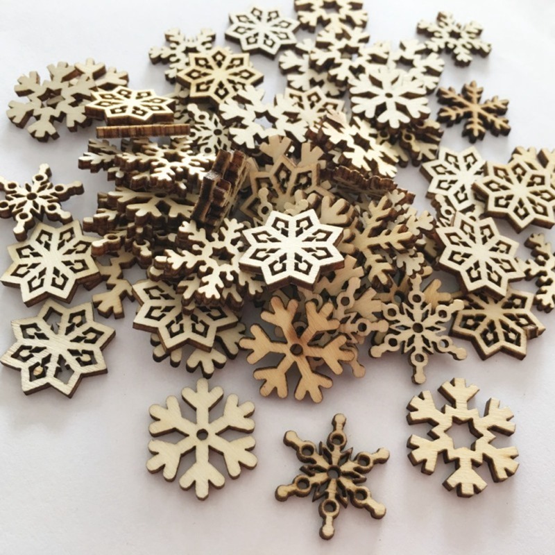 20pcs Wooden Snowflake ornaments wood snowflakes for crafts nativity crafts