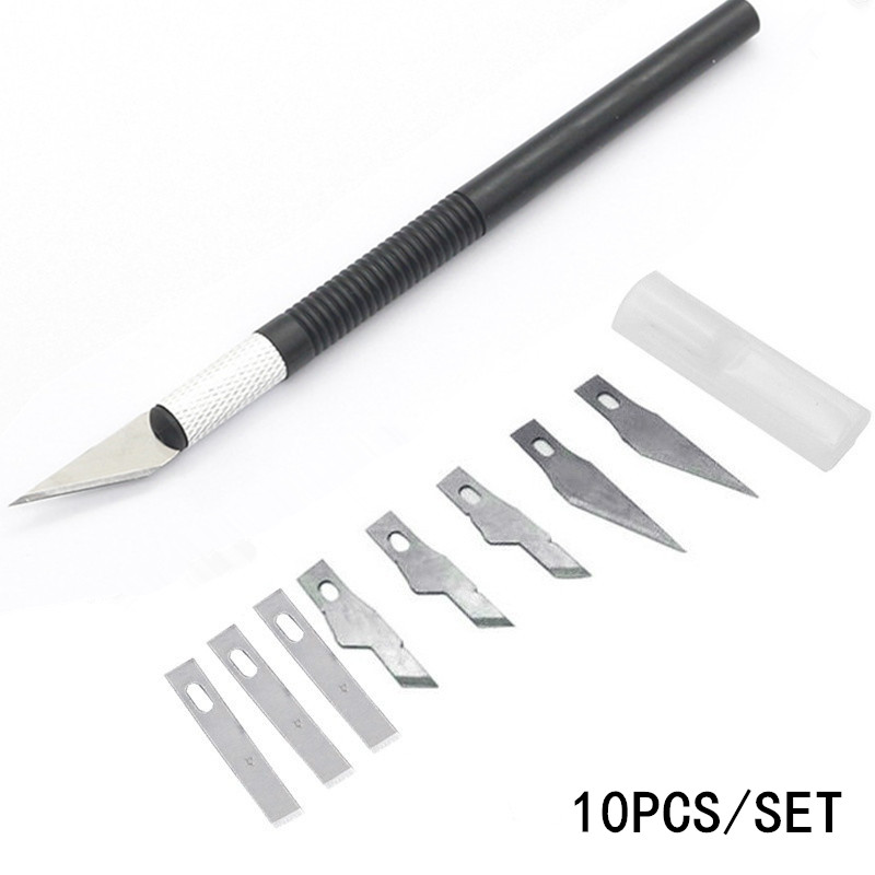Craft Carving Knife Hobby Knife with 5 Spare Blades, Black ABS