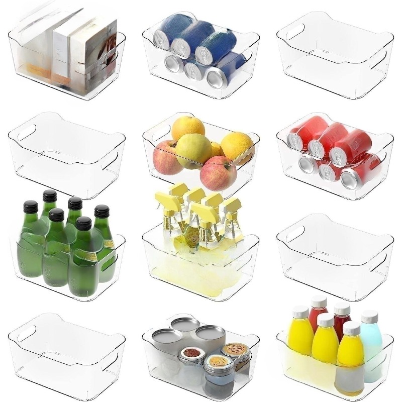 Pantry And Refrigerator Organizer Bins With Handle For - Temu