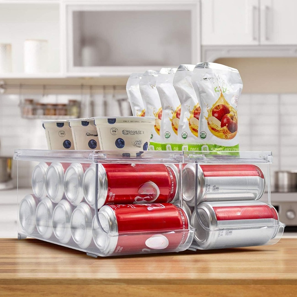 4 Pack Stackable Soda Can Organizer Dispenser, Soda Can Organizer For  Refrigerator. Canned Food Storage Rack For Fridge, Pantry, Kitchen,  Countertops, Cabinets, Black