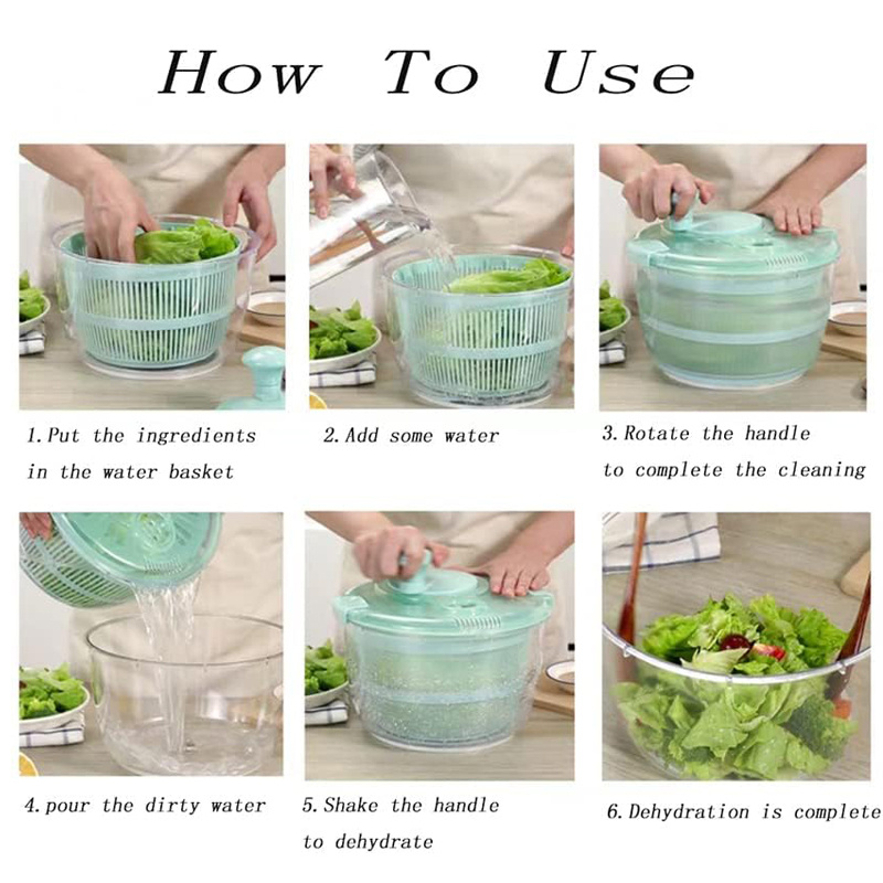 Salad Spinner Lettuce Greens Washer Dryer Drainer Crisper Strainer for  Washing Drying Leafy Vegetables Kitchen Tools – MYVIT Home
