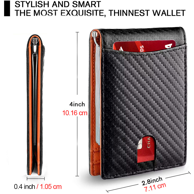 mens carbon fiber wallets rfid blocking card holder slim minimalist wallet purse anti theft wallet for men black