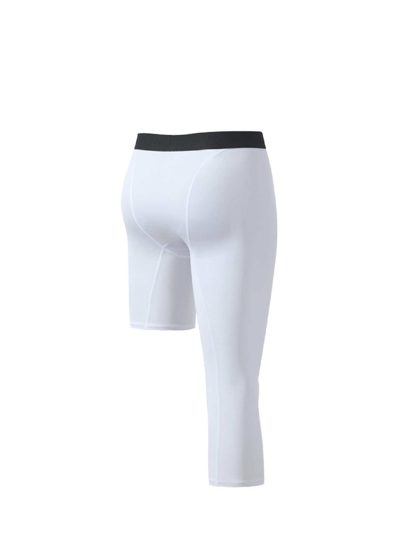 Men One Leg Compression Pants 3/4 Capri Tights Athletic Basketball Leggings  Workout Base Layer Underwear (Black 1, L) 