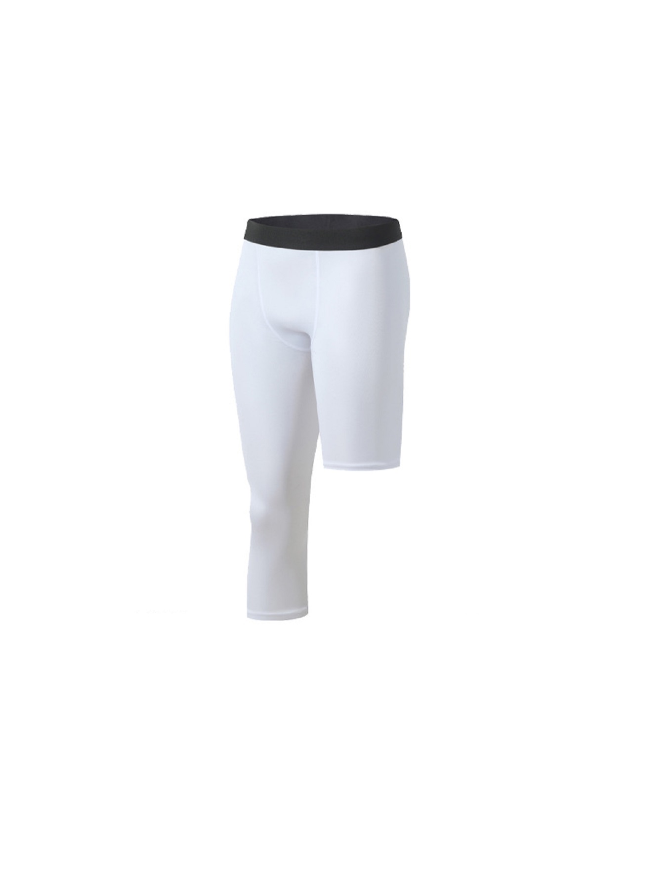 Men 3/4 One Leg Compression Base Layer Tights Athletic Basketball