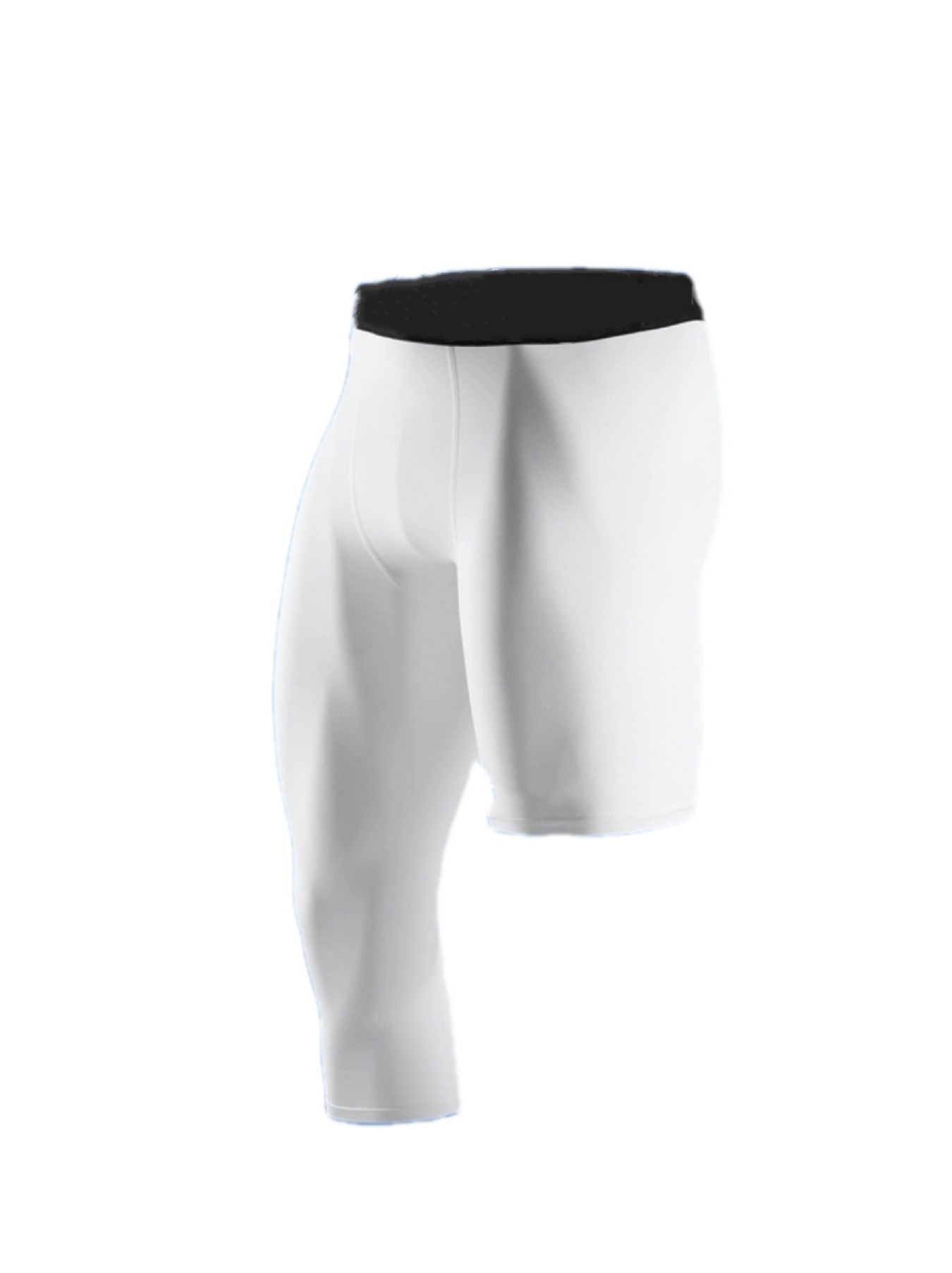 Men's One Leg Compression 3/4 Capri Athletic Tights Pants