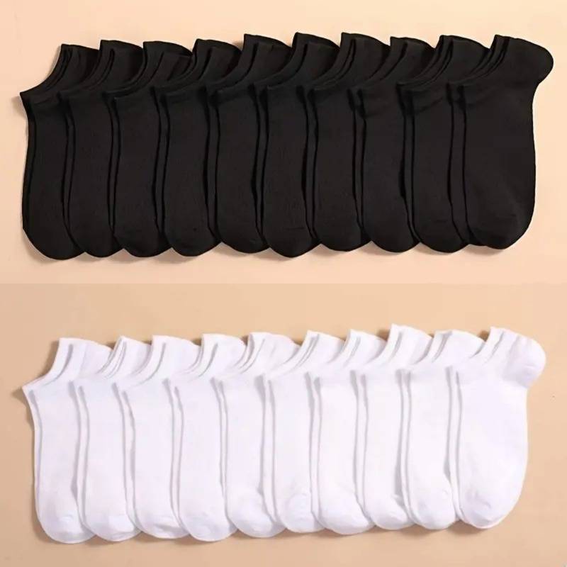 20pcs/10 Pairs Men's Casual Solid Color Socks, Breathable & Odor-Resistant Low-Cut Ankle Socks for All Seasons, Simple Design for Comfort and Ease of Wear, Socks for Men High Quality, Low Cut Socks, Ankle Socks for Men, Socks for Men Ankle, Low Cut Socks for Men, Casual Wear, Everyday Socks, Classic Socks, Minimalist Design, Soft Material, Durable Construction, Men's Basics, Essential Socks, Daily Essentials, Men's Fashion