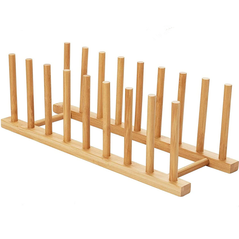 Estante de ropa de madera de bambú con estantes, soporte para