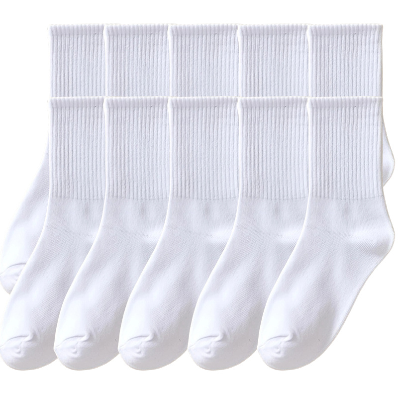 

10pairs Unisex Casual Plain Color Socks, Warm Socks For Autumn Winter, High Socks Stockings, Women Men's Socks & Hosiery