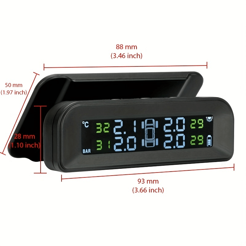 Tire Pressure Monitoring System Wireless Solar Tpms With 4 External Sensors,  Real-time Display Temperature Pressure 22-87 Psi For Car Rv Suv Mpv Sedan -  Temu