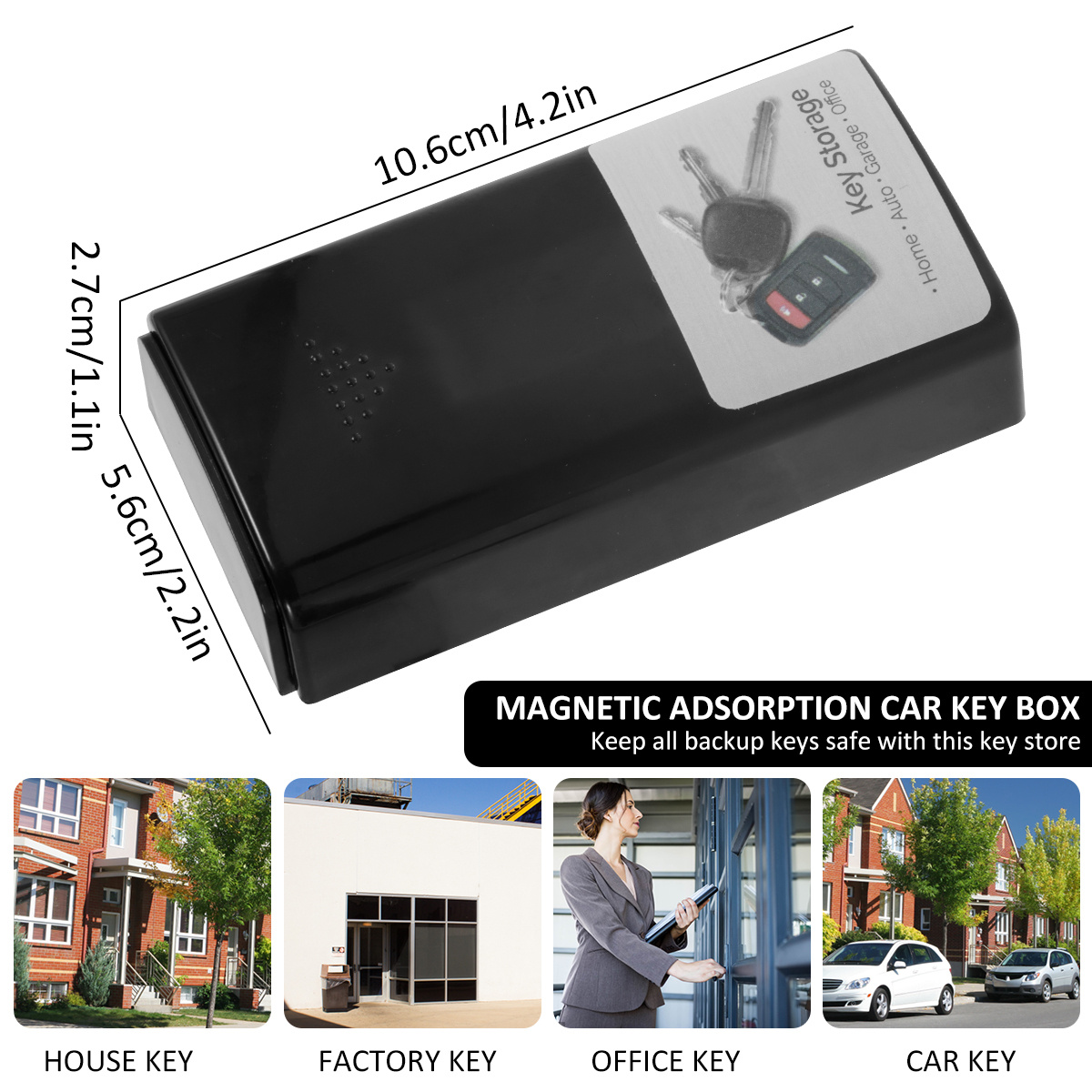Caja de candado para almacenamiento de llaves con cubierta antipolvo  Aleación de aluminio Caja de ca MABOTO Negro