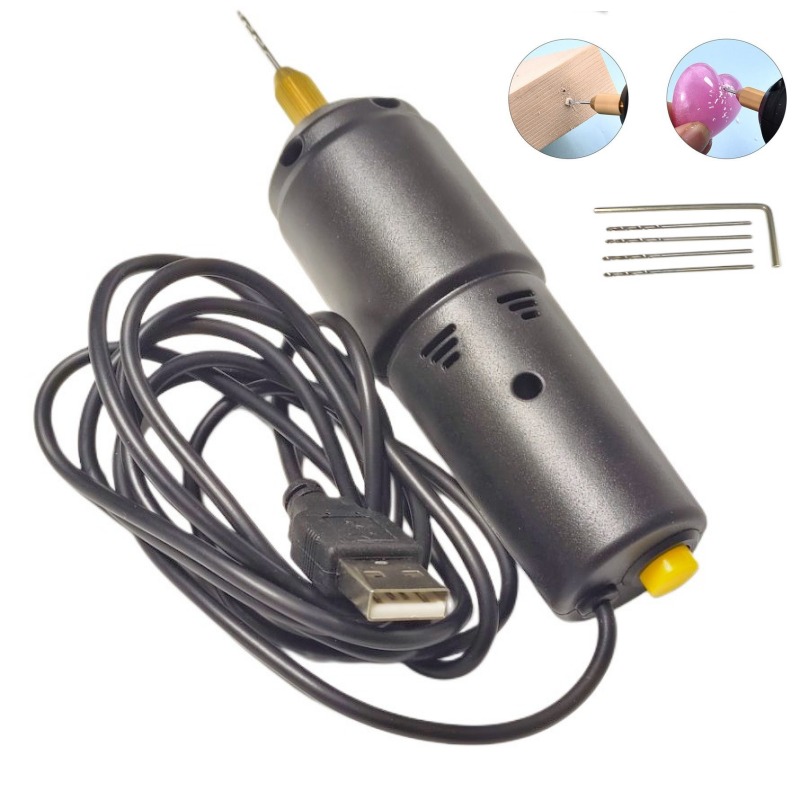 Mini Hand Drill w/ 3 Bits Small Electric Drill Tool Set Portable USB Power  DC 5V
